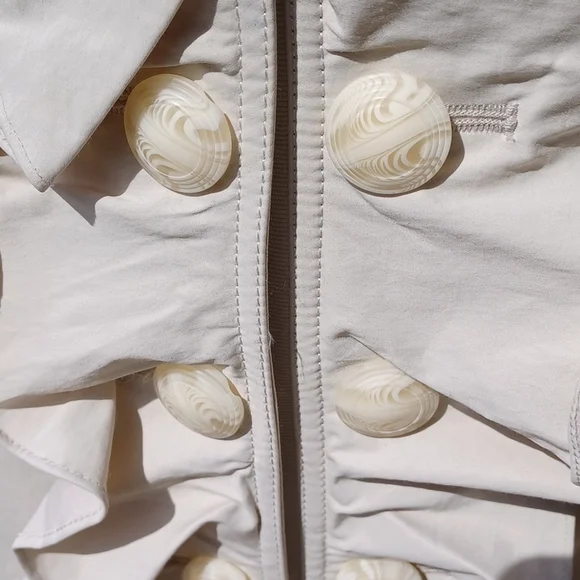 Kenar - Cream Multi Button Ruffled, Belted,Lined and Water Resist Jacket WS - Picture 8 of 16